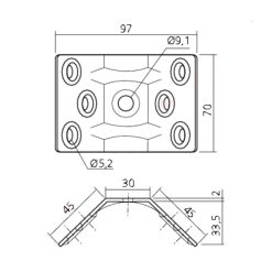 Tafelpoot verbinder 70mm tafelhoekplaat voor demonteerbare tafelpoot