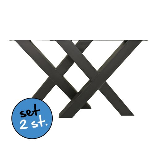 stalen tafelpoot X zwart 10x10cm | Tafelpoten.nl