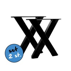 Stalen X salonpoot zwart met 6x6cm koker
