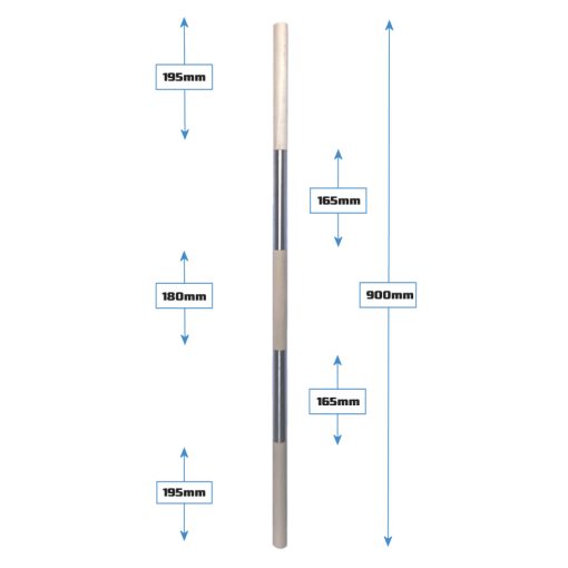 Luxe strakke RVS en beuken trapbaluster trapspijl tussenbaluster 900x27mm