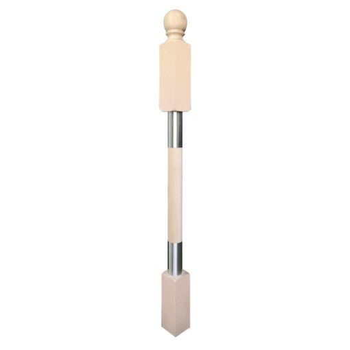 Luxe strakke RVS en beuken hoofdbaluster eindbaluster 1135x80mm