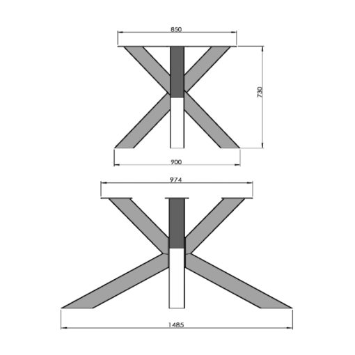 Premium model stalen Matrix poot 10x10cm koker - Zwart - details - 1