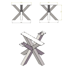 Premium model vierkant stalen zwarte Matrix poot 10x10cm koker - Technische tekening