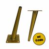 4 stuks schuine stalen pootjes 20cm messing