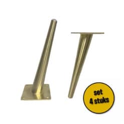 4 stuks schuine stalen pootjes 20cm messing