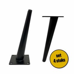 4 stuks schuine stalen pootjes 20cm zwart