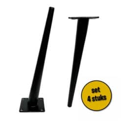 4 stuks schuine stalen pootjes 40cm zwart